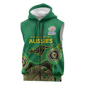 Custom Australia Cricket Spirit 2026 Sleeveless Zip Hoodie World T20 Edition - Green Aboriginal LT9