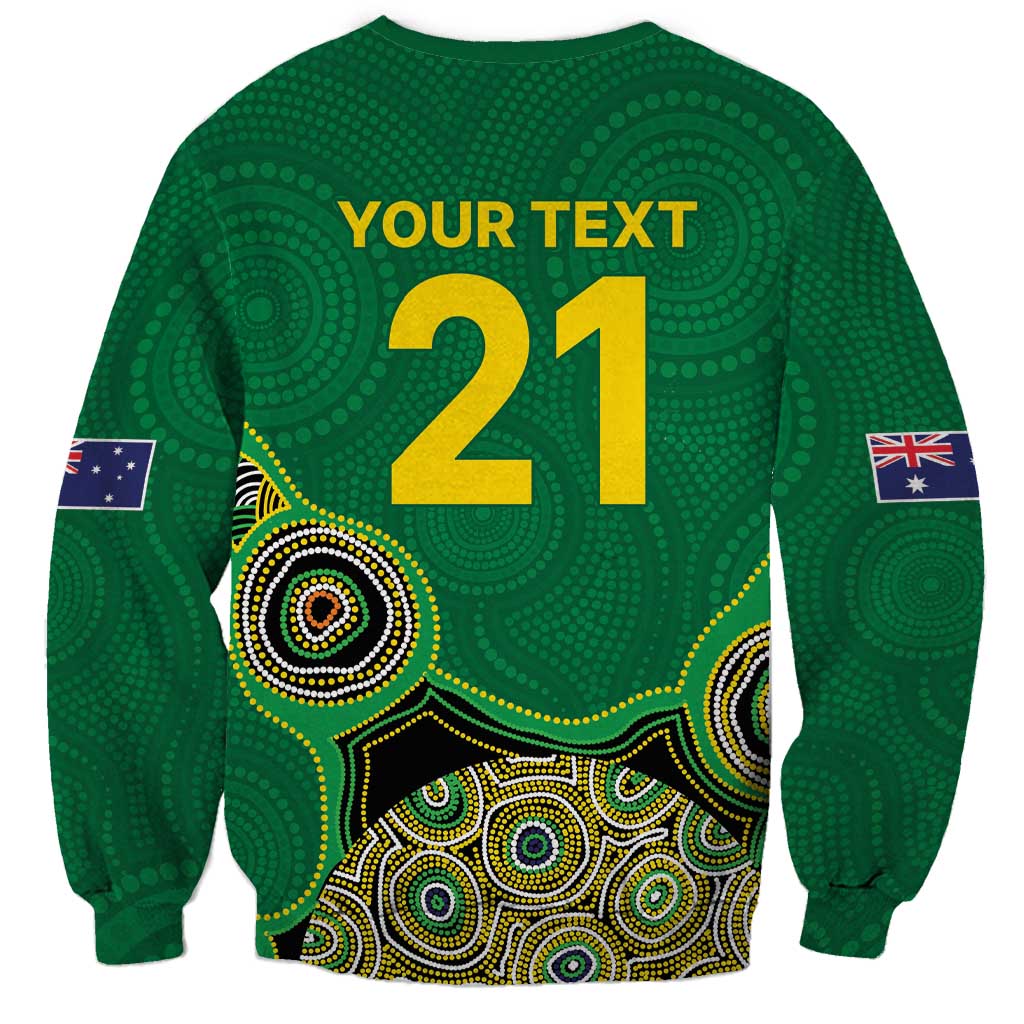 Custom Australia Cricket Spirit 2026 Sweatshirt World T20 Edition - Green Aboriginal - Aussie Hoodie
