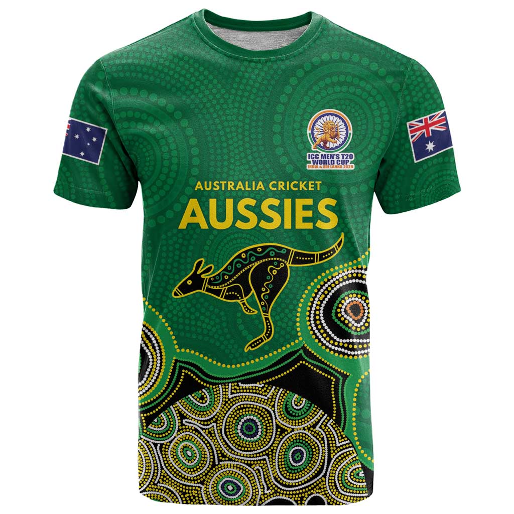 Custom Australia Cricket Spirit 2026 T Shirt World T20 Edition - Green Aboriginal - Aussie Hoodie