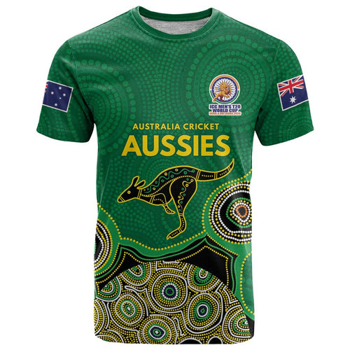 Custom Australia Cricket Spirit 2026 T Shirt World T20 Edition - Green Aboriginal - Aussie Hoodie