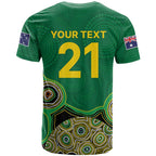 Custom Australia Cricket Spirit 2026 T Shirt World T20 Edition - Green Aboriginal - Aussie Hoodie