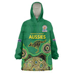 Custom Australia Cricket Spirit 2026 Wearable Blanket Hoodie World T20 Edition - Green Aboriginal - Aussie Hoodie