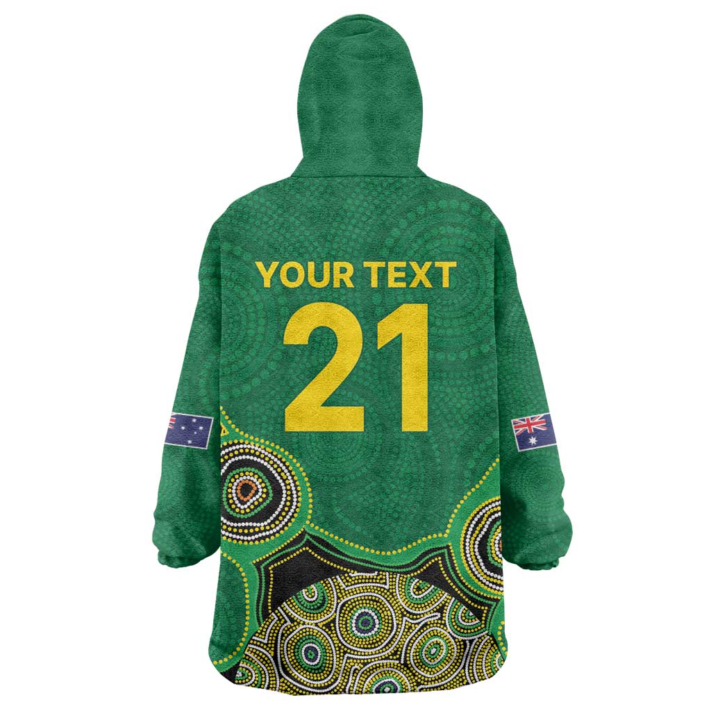 Custom Australia Cricket Spirit 2026 Wearable Blanket Hoodie World T20 Edition - Green Aboriginal - Aussie Hoodie