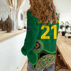 Custom Australia Cricket Spirit 2026 Women Casual Shirt World T20 Edition - Green Aboriginal - Aussie Hoodie