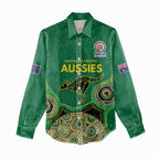 Custom Australia Cricket Spirit 2026 Women Casual Shirt World T20 Edition - Green Aboriginal - Aussie Hoodie