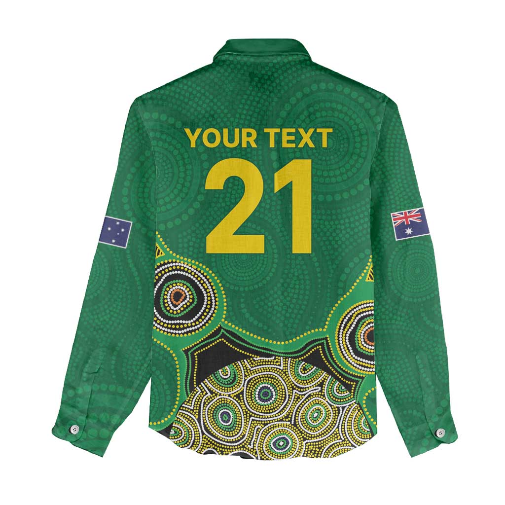 Custom Australia Cricket Spirit 2026 Women Casual Shirt World T20 Edition - Green Aboriginal - Aussie Hoodie