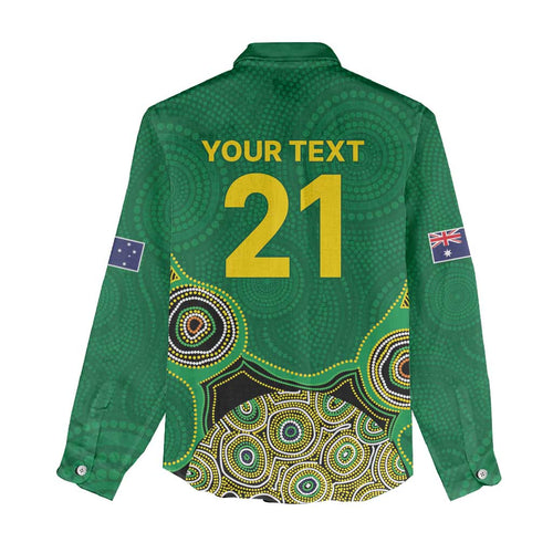 Custom Australia Cricket Spirit 2026 Women Casual Shirt World T20 Edition - Green Aboriginal - Aussie Hoodie