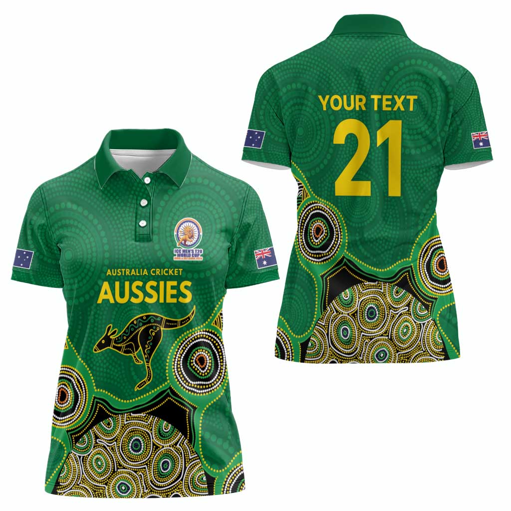 Custom Australia Cricket Spirit 2026 Women Polo Shirt World T20 Edition - Green Aboriginal - Aussie Hoodie