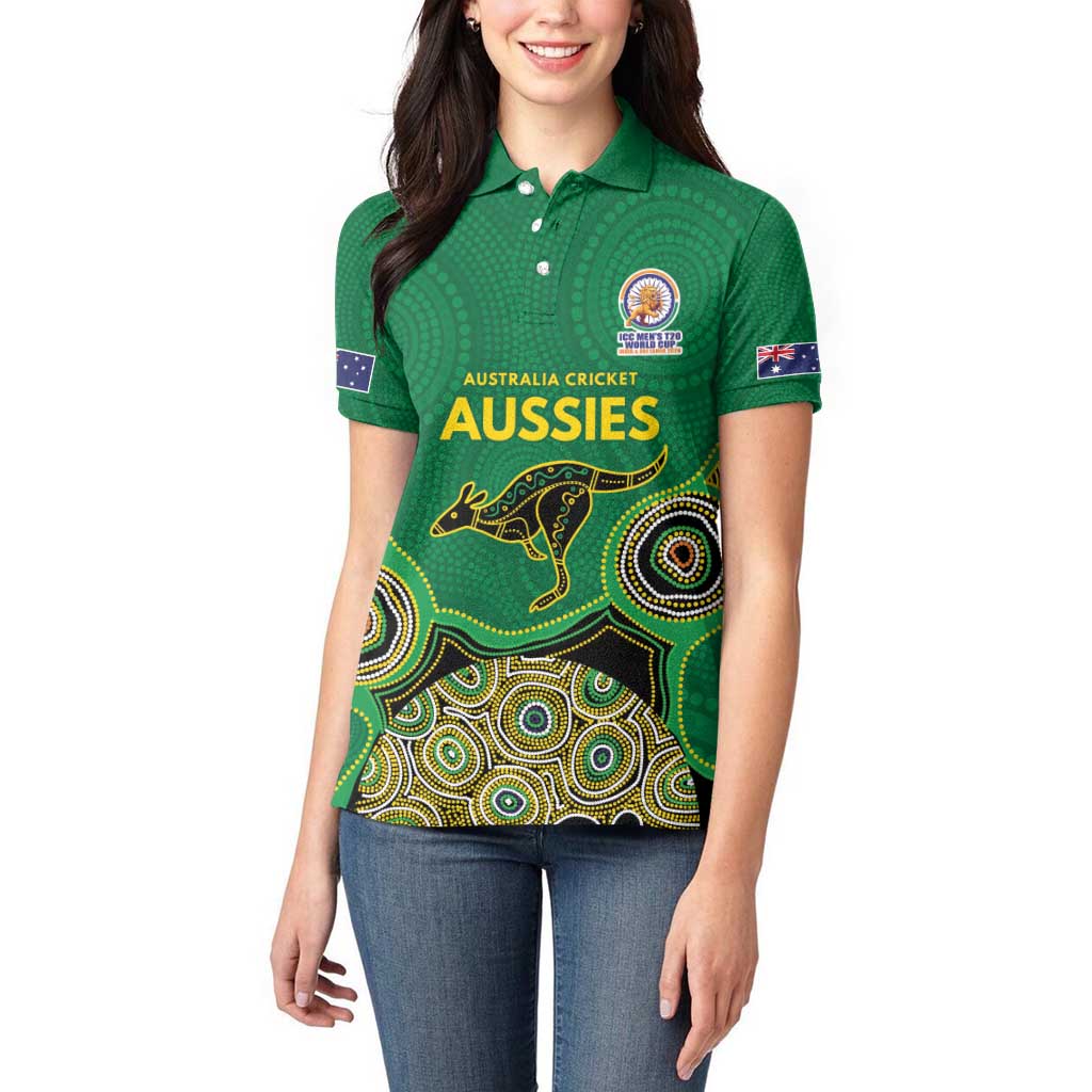 Custom Australia Cricket Spirit 2026 Women Polo Shirt World T20 Edition - Green Aboriginal - Aussie Hoodie