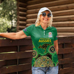 Custom Australia Cricket Spirit 2026 Women Polo Shirt World T20 Edition - Green Aboriginal - Aussie Hoodie