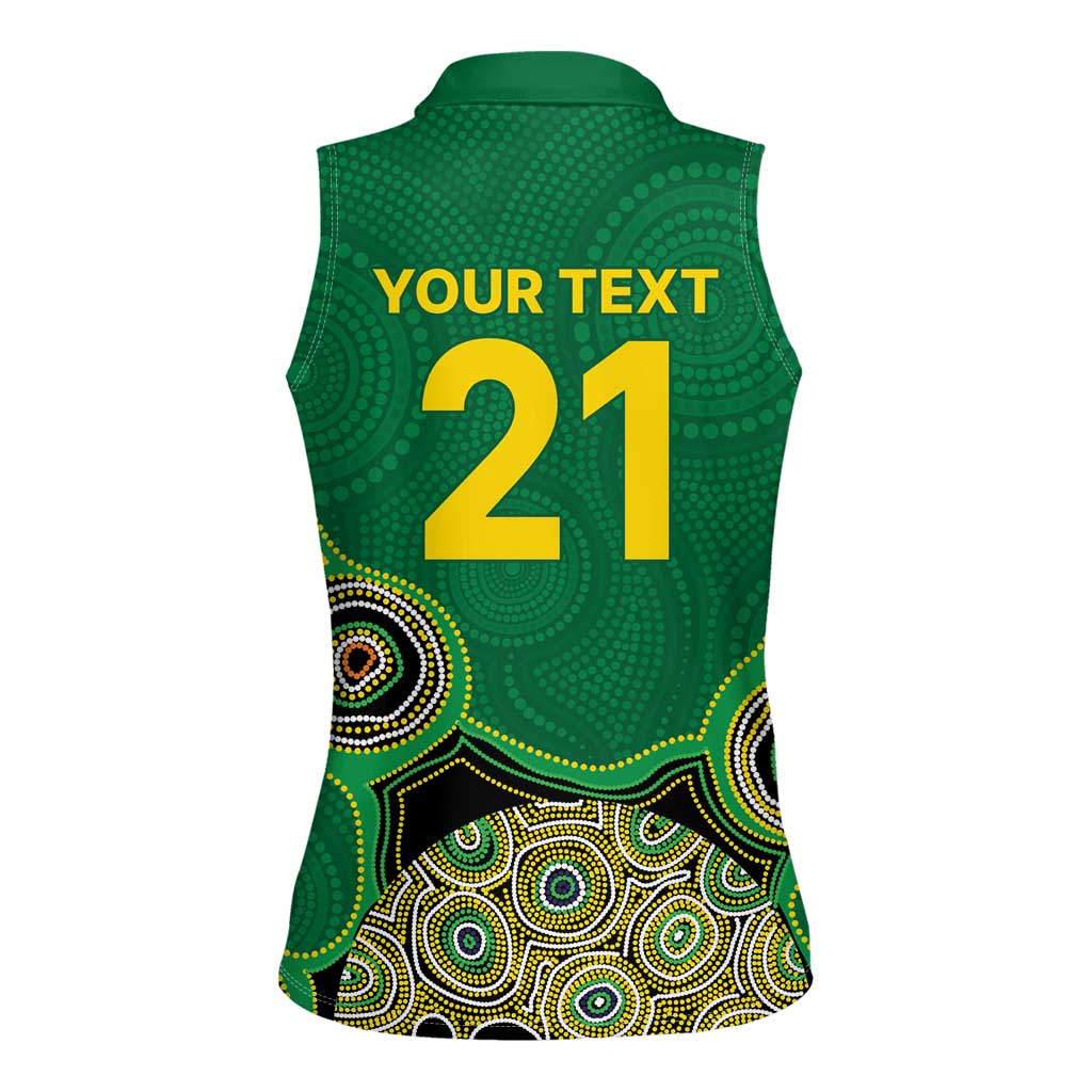 Custom Australia Cricket Spirit 2026 Women Sleeveless Polo Shirt World T20 Edition - Green Aboriginal - Aussie Hoodie