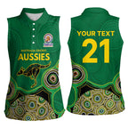 Custom Australia Cricket Spirit 2026 Women Sleeveless Polo Shirt World T20 Edition - Green Aboriginal - Aussie Hoodie