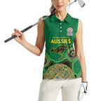 Custom Australia Cricket Spirit 2026 Women Sleeveless Polo Shirt World T20 Edition - Green Aboriginal - Aussie Hoodie