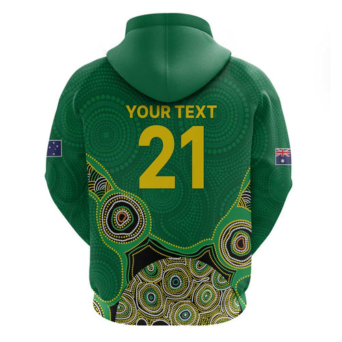 Custom Australia Cricket Spirit 2026 Zip Hoodie World T20 Edition - Green Aboriginal - Aussie Hoodie