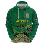 Custom Australia Cricket Spirit 2026 Zip Hoodie World T20 Edition - Green Aboriginal - Aussie Hoodie