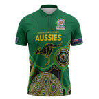 Custom Australia Cricket Spirit 2026 Zipper Polo Shirt World T20 Edition - Green Aboriginal - Aussie Hoodie