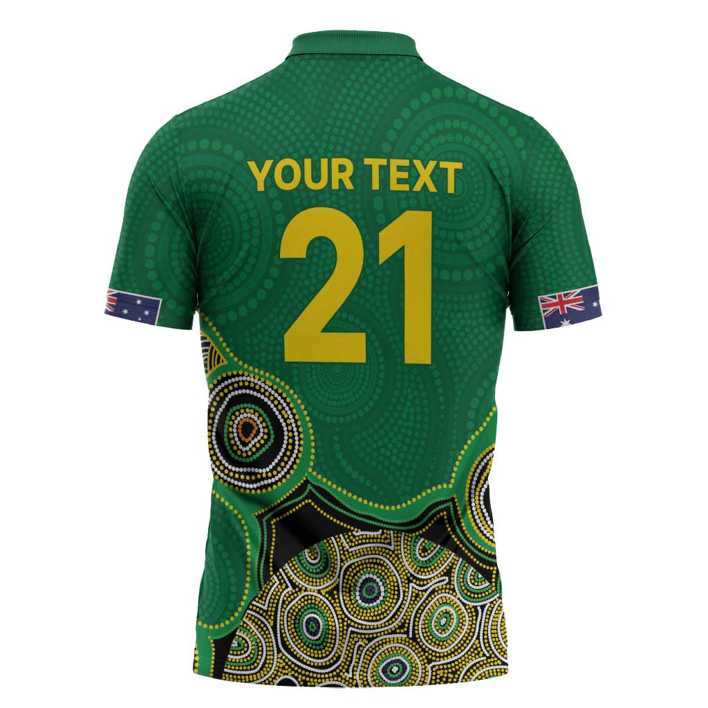 Custom Australia Cricket Spirit 2026 Zipper Polo Shirt World T20 Edition - Green Aboriginal - Aussie Hoodie