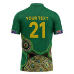 Custom Australia Cricket Spirit 2026 Zipper Polo Shirt World T20 Edition - Green Aboriginal - Aussie Hoodie