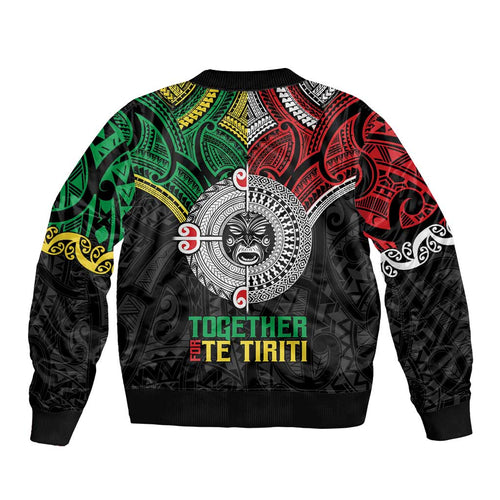 Aotearoa and Cook Islands Mo Te Tiriti Bomber Jacket New Zealand Honour The Treaty Ake!Ake!Ake!