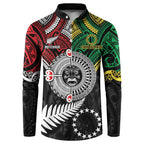 Aotearoa and Cook Islands Mo Te Tiriti Button Sweatshirt New Zealand Honour The Treaty Ake!Ake!Ake!