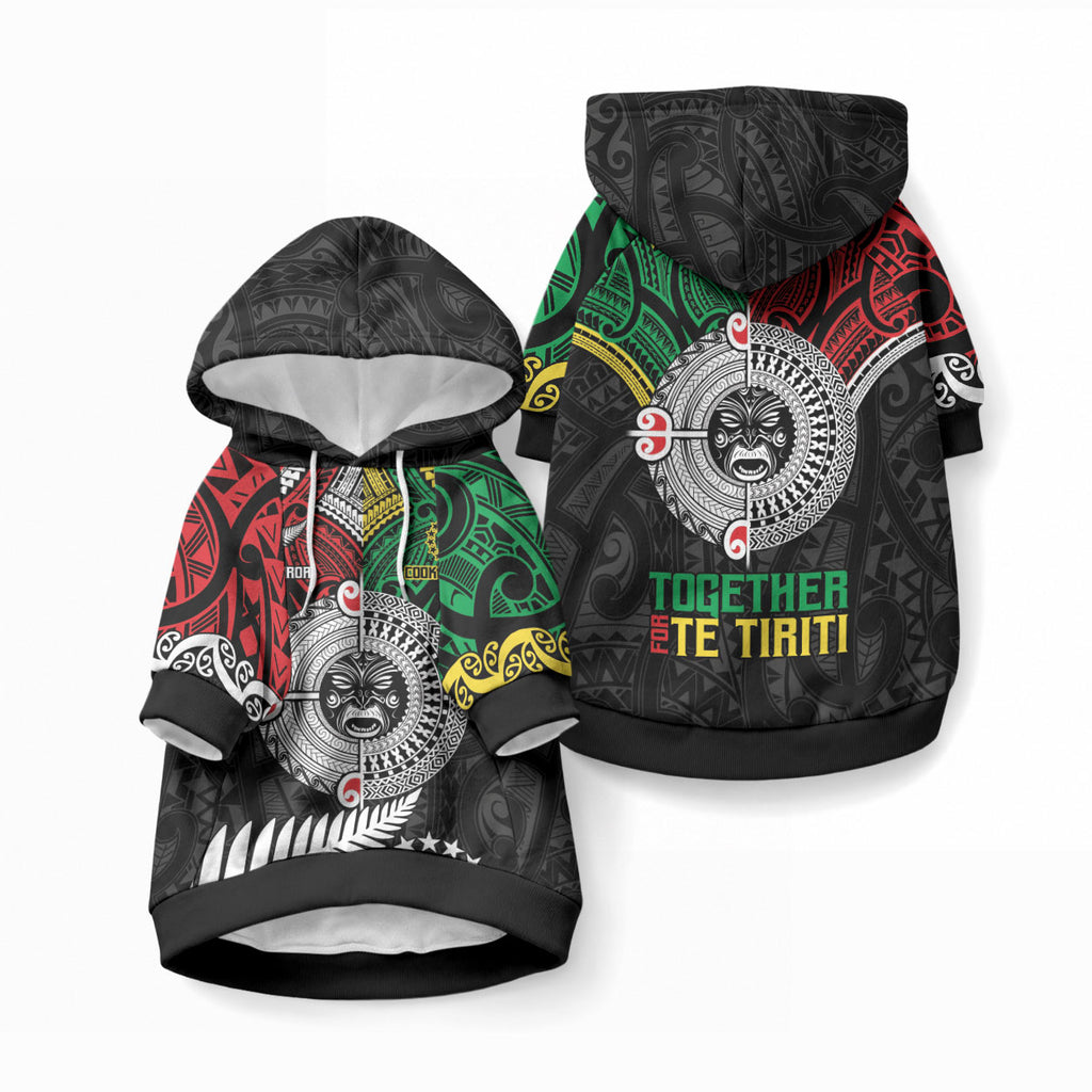 Aotearoa and Cook Islands Mo Te Tiriti Pet Hoodie New Zealand Honour The Treaty Ake!Ake!Ake!