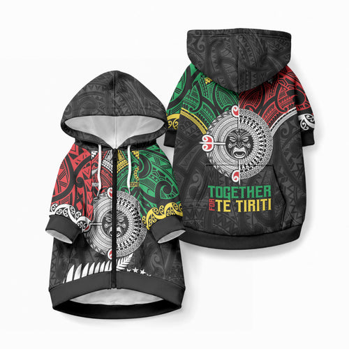 Aotearoa and Cook Islands Mo Te Tiriti Pet Hoodie New Zealand Honour The Treaty Ake!Ake!Ake!