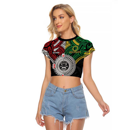 Aotearoa and Cook Islands Mo Te Tiriti Raglan Cropped T Shirt New Zealand Honour The Treaty Ake!Ake!Ake!