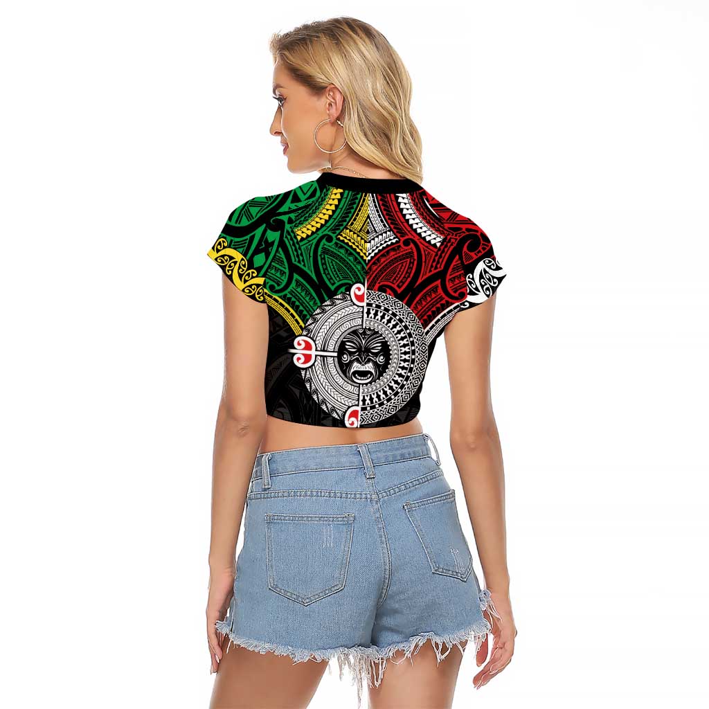 Aotearoa and Cook Islands Mo Te Tiriti Raglan Cropped T Shirt New Zealand Honour The Treaty Ake!Ake!Ake!