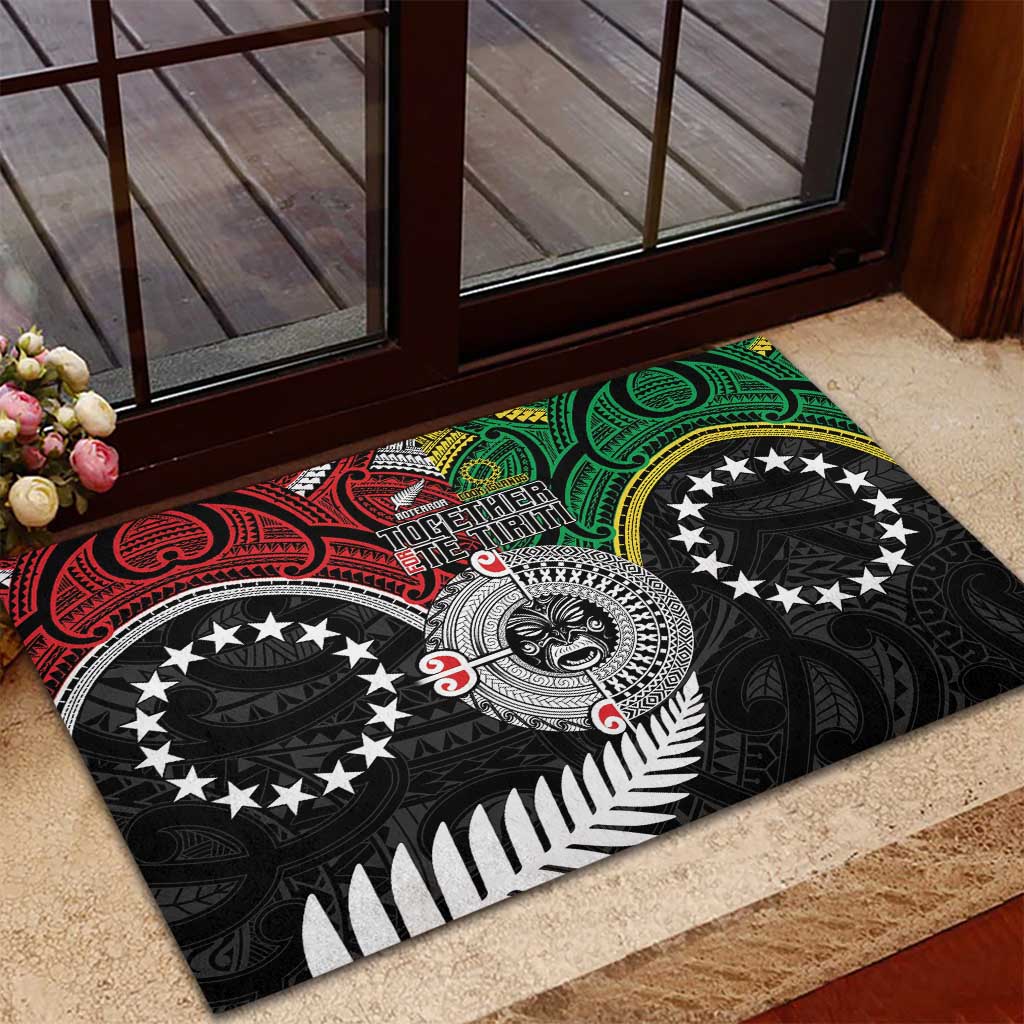 Aotearoa and Cook Islands Mo Te Tiriti Rubber Doormat New Zealand Honour The Treaty Ake!Ake!Ake!