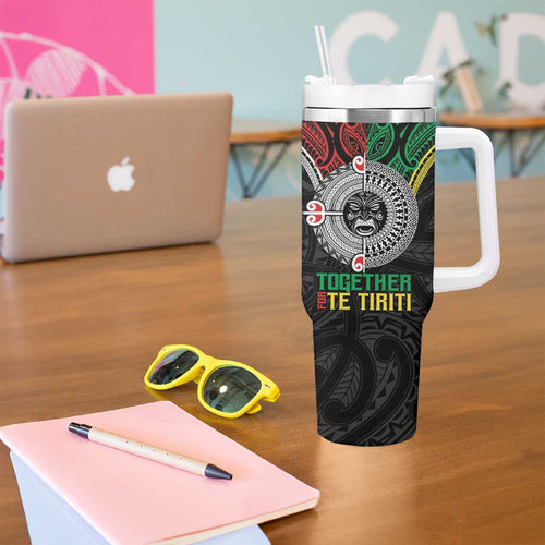 Aotearoa and Cook Islands Mo Te Tiriti Tumbler With Handle New Zealand Honour The Treaty Ake!Ake!Ake!