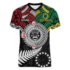 Aotearoa and Cook Islands Mo Te Tiriti Women V-Neck T-Shirt New Zealand Honour The Treaty Ake!Ake!Ake!
