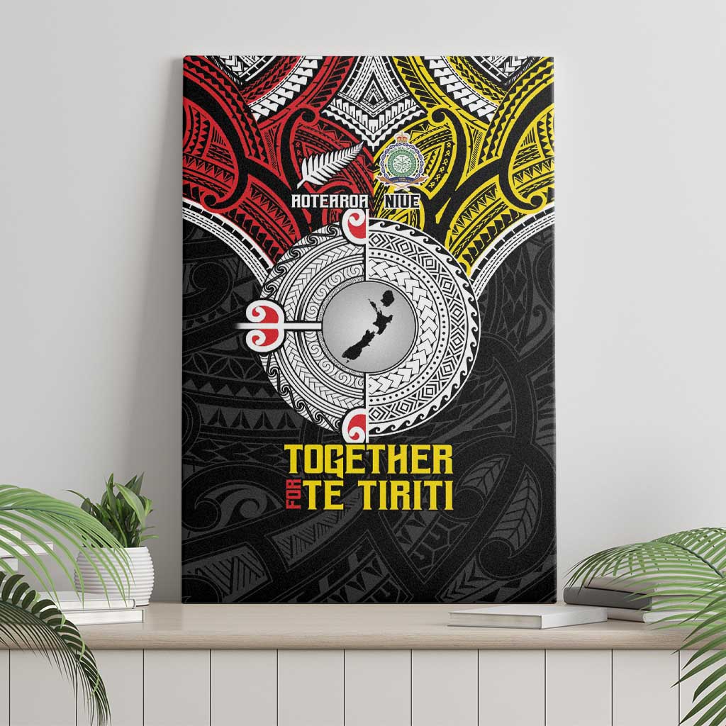 Aotearoa and Niue Mo Te Tiriti Canvas Wall Art New Zealand Honour The Treaty Ake!Ake!Ake!