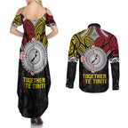 Aotearoa and Niue Mo Te Tiriti Couples Matching Summer Maxi Dress and Long Sleeve Button Shirt New Zealand Honour The Treaty Ake!Ake!Ake!