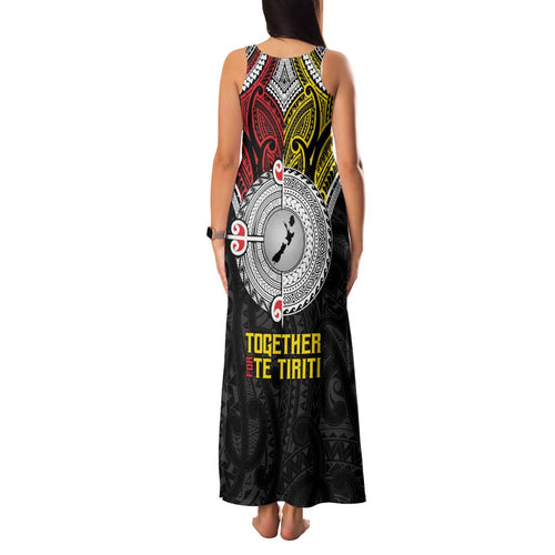 Aotearoa and Niue Mo Te Tiriti Family Matching Tank Maxi Dress and Hawaiian Shirt New Zealand Honour The Treaty Ake!Ake!Ake!
