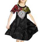 Aotearoa and Niue Mo Te Tiriti Kid Short Sleeve Dress New Zealand Honour The Treaty Ake!Ake!Ake!