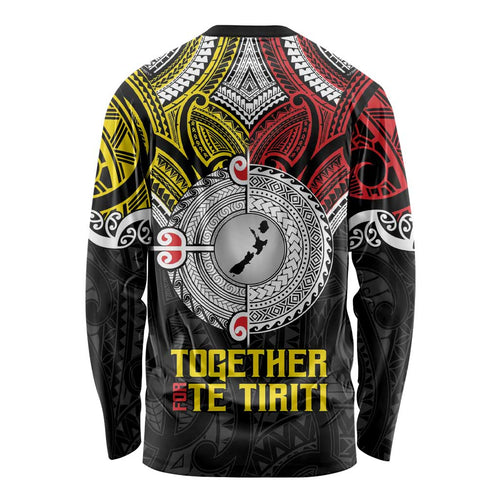 Aotearoa and Niue Mo Te Tiriti Long Sleeve Shirt New Zealand Honour The Treaty Ake!Ake!Ake!