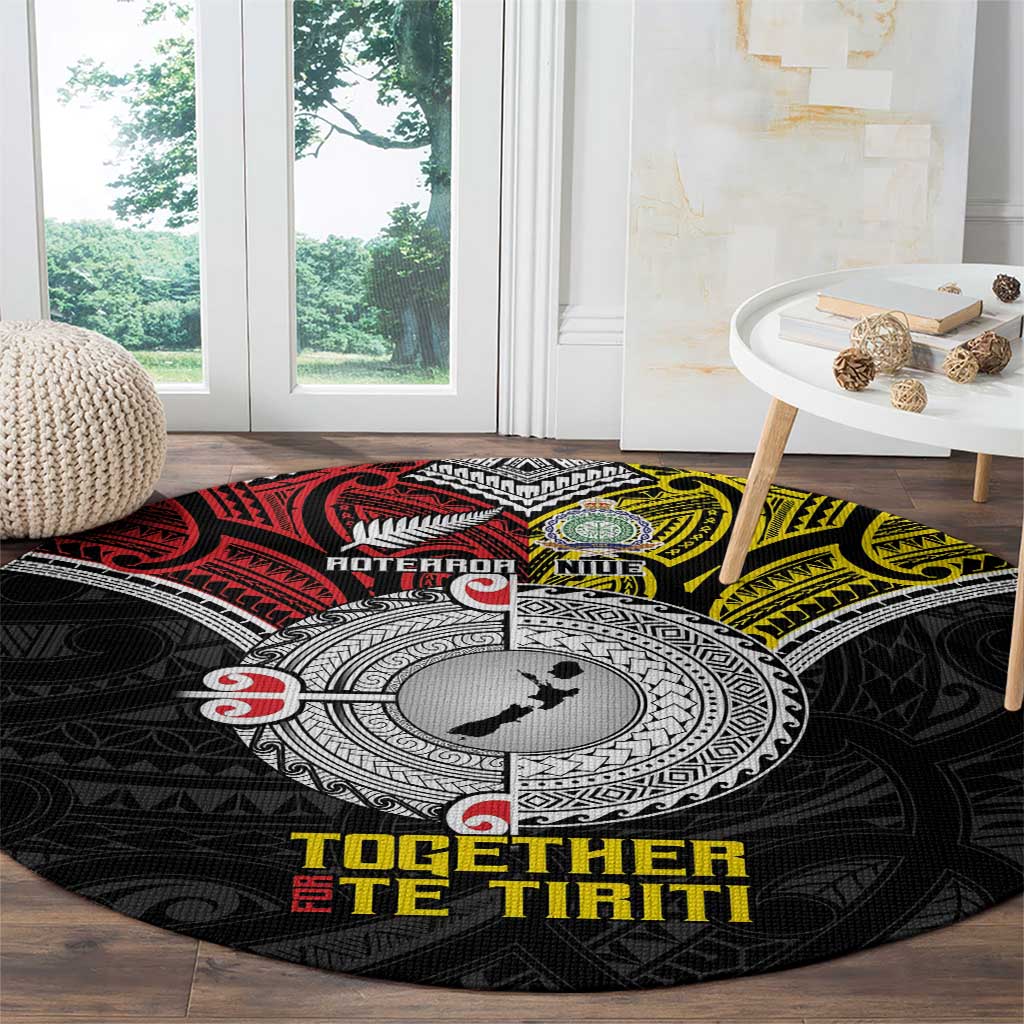 Aotearoa and Niue Mo Te Tiriti Round Carpet New Zealand Honour The Treaty Ake!Ake!Ake!