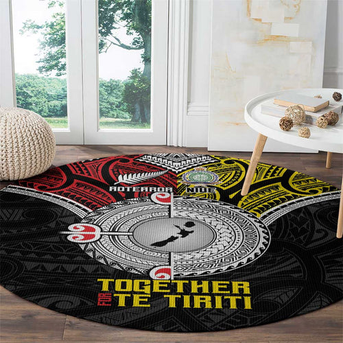 Aotearoa and Niue Mo Te Tiriti Round Carpet New Zealand Honour The Treaty Ake!Ake!Ake!