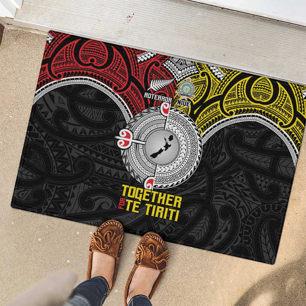 Aotearoa and Niue Mo Te Tiriti Rubber Doormat New Zealand Honour The Treaty Ake!Ake!Ake!