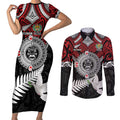 Aotearoa and Tonga Mo Te Tiriti Couples Matching Short Sleeve Bodycon Dress and Long Sleeve Button Shirt New Zealand Honour The Treaty Ake!Ake!Ake!
