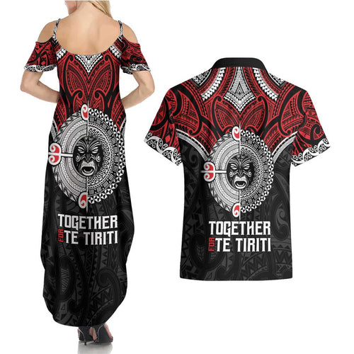 Aotearoa and Tonga Mo Te Tiriti Couples Matching Summer Maxi Dress and Hawaiian Shirt New Zealand Honour The Treaty Ake!Ake!Ake!