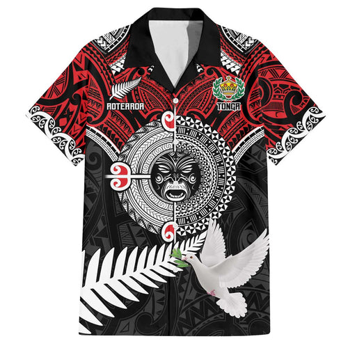 Aotearoa and Tonga Mo Te Tiriti Family Matching Off The Shoulder Long Sleeve Dress and Hawaiian Shirt New Zealand Honour The Treaty Ake!Ake!Ake!