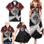 Aotearoa and Tonga Mo Te Tiriti Family Matching Summer Maxi Dress and Hawaiian Shirt New Zealand Honour The Treaty Ake!Ake!Ake!