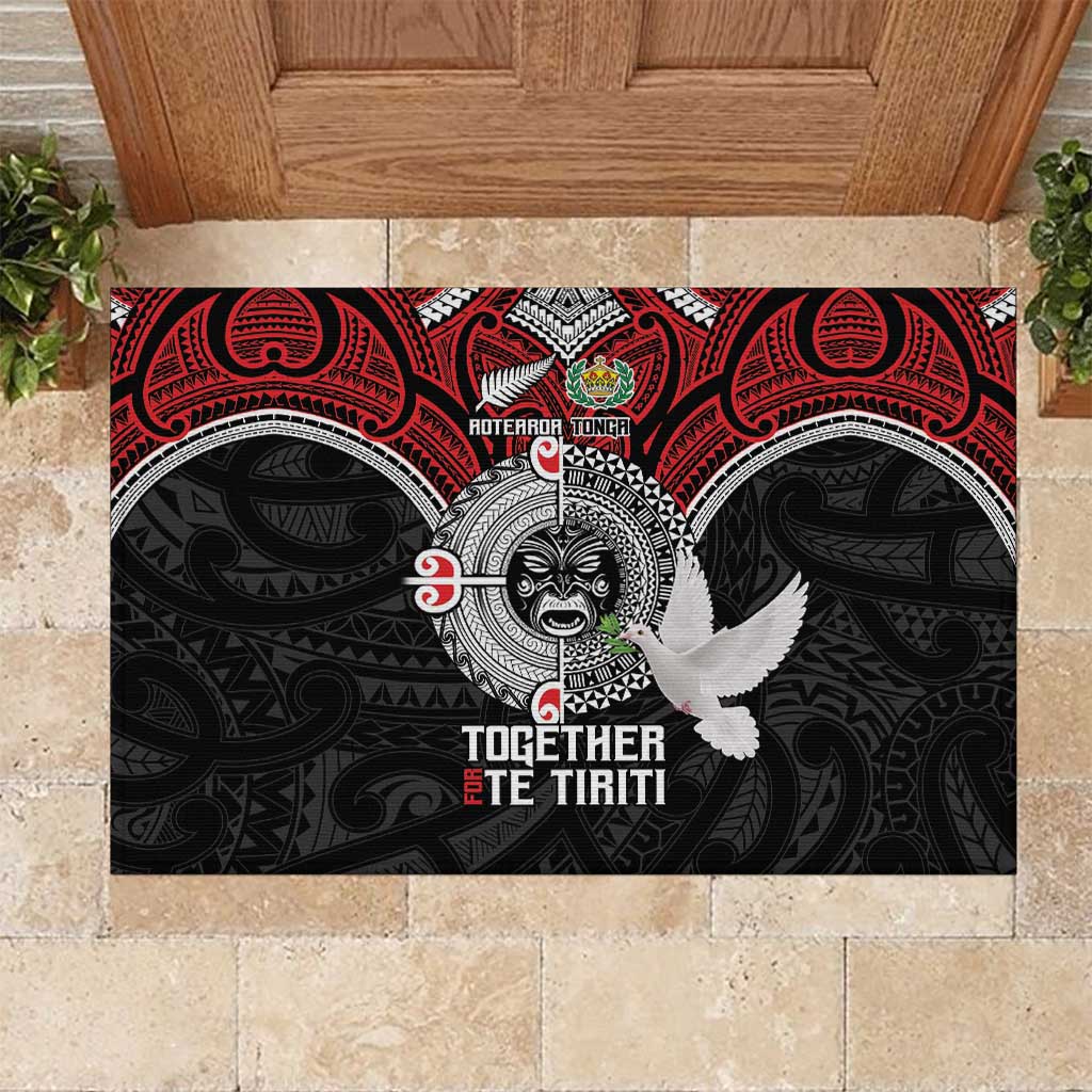 Aotearoa and Tonga Mo Te Tiriti Rubber Doormat New Zealand Honour The Treaty Ake!Ake!Ake!