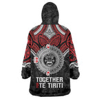 Aotearoa and Tonga Mo Te Tiriti Wearable Blanket Hoodie New Zealand Honour The Treaty Ake!Ake!Ake!