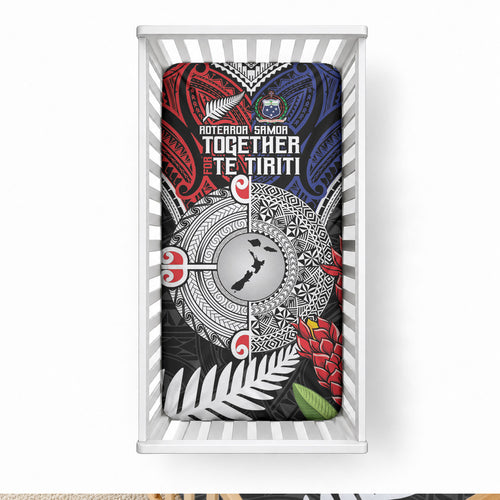 Aotearoa and Samoa Mo Te Tiriti Baby Bed Cover Tangata Moana Stand with Tangata Whenua