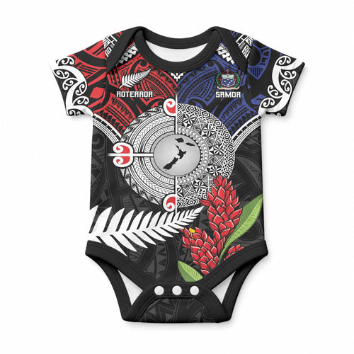 Aotearoa and Samoa Mo Te Tiriti Baby Onesie Tangata Moana Stand with Tangata Whenua