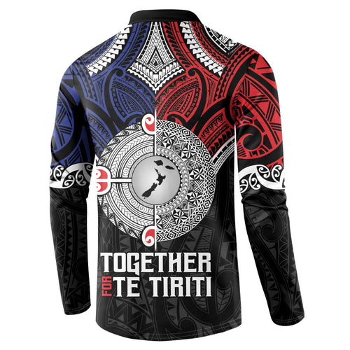 Aotearoa and Samoa Mo Te Tiriti Button Sweatshirt Tangata Moana Stand with Tangata Whenua