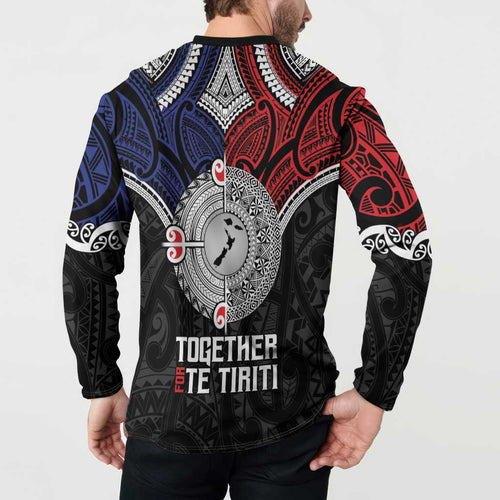 Aotearoa and Samoa Mo Te Tiriti Button Sweatshirt Tangata Moana Stand with Tangata Whenua