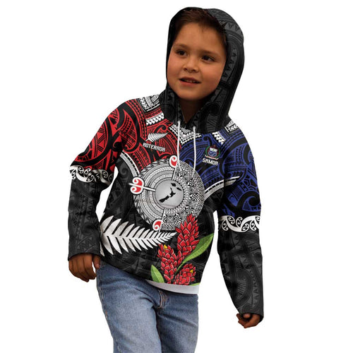 Aotearoa and Samoa Mo Te Tiriti Kid Hoodie Tangata Moana Stand with Tangata Whenua